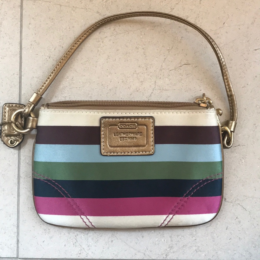Evening Coach wristlet (striped)